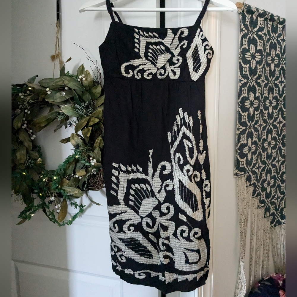 Beautiful Bohemian Embroidered Spring Summer Cotton Dress By INC xs